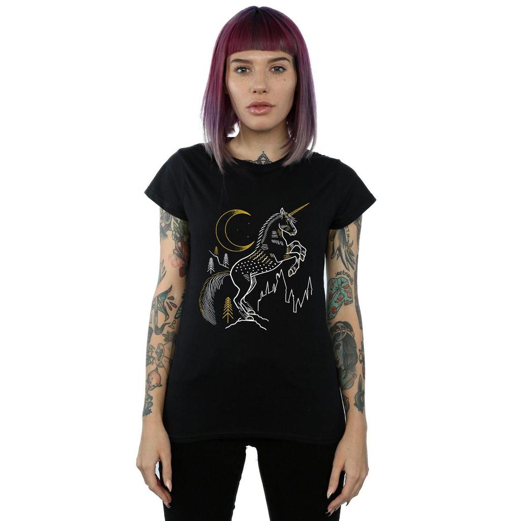 Harry Potter Womens/Ladies Unicorn Line Art Cotton T-Shirt