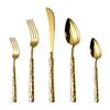 5pcs 304 Stainless Steel Flatware Set Knife Fork Spoon Silver Cutlery Western Mirror Hammer Pattern Tableware Dinnerware Dinner