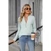 Spring and Autumn Women's Blouse V-neck Button Stripe Loose Long Sleeve Top