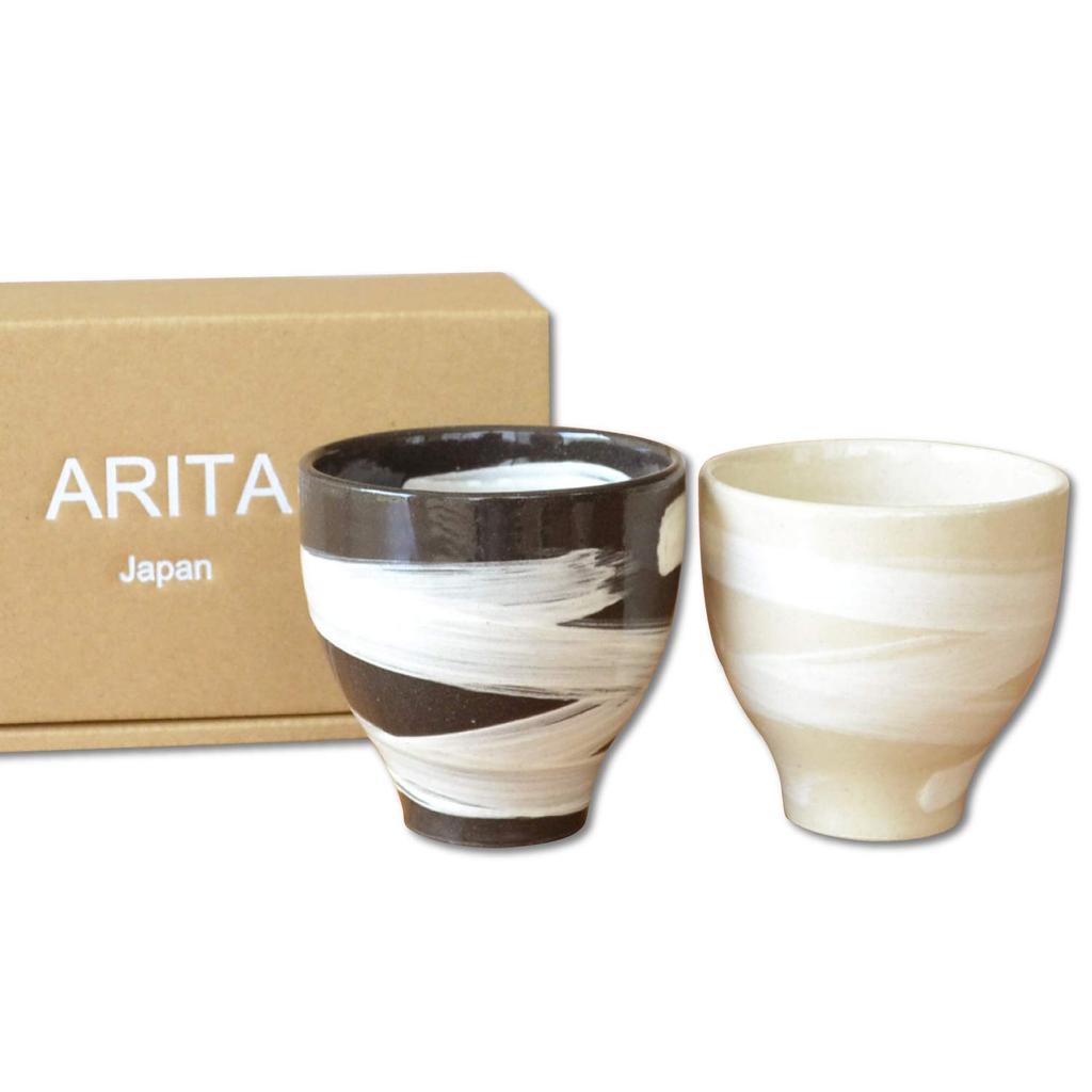 Teacup Pair Present Gift Boxed Stylish Arita Ware Naru Couple Teacup Ceramic Made in Japan