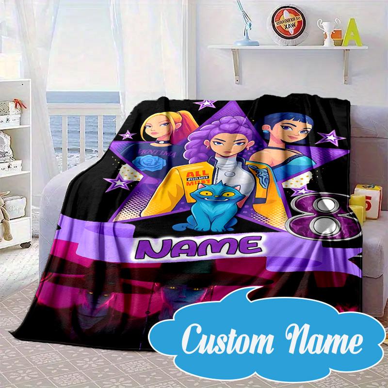 Custom Name Vibrant Anime KPop Blanket bed sofa Blanket Flannel Blanket for Camping, Hiking, Picnic Essentials,gift for Fan family