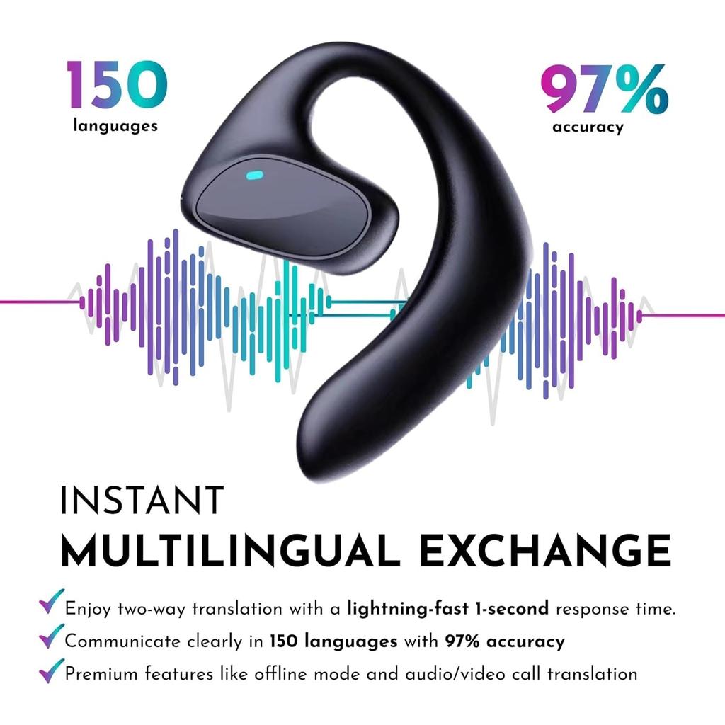 AI Translation Earbuds All Language Translator Headphone Translating Earpiece Device Wireless Bluetooth 5.4 Offline Live Translate Earphones