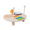 4 In 1 Drum Set Wooden Music Percussion Instrument Multifunctional Music Knocking Table Xylophone Scraper Bell Drum