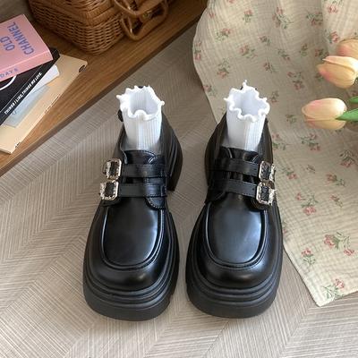 Черные универсальные туфли на платформе, увеличивающие рост, из маленькой кожи, женские, новая весна 2025, туфли-лодочки с глубоким вырезом