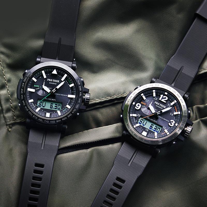 Casio Серия PRO TREK - Серия с дисковым двойным дисплеем - Наружные виды спорта - Шесть радиоволн - Большой циферблат - Многофункциональный - Ударопрочный и водонепроницаемый - Солнечный - PRW-6621Y-1PR