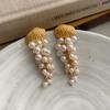 Винтажные легкие средневековые ретро-серьги с бахромой в нежном стиле, французские ретро-серьги с длинным жемчугом премиум-класса