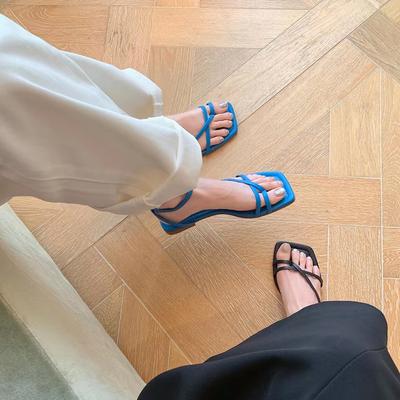 Отпускной Ветер Блогер Ветер Квадратный Носок Набор Перекрестных Ремней Плоские Сандалии Женские Летние