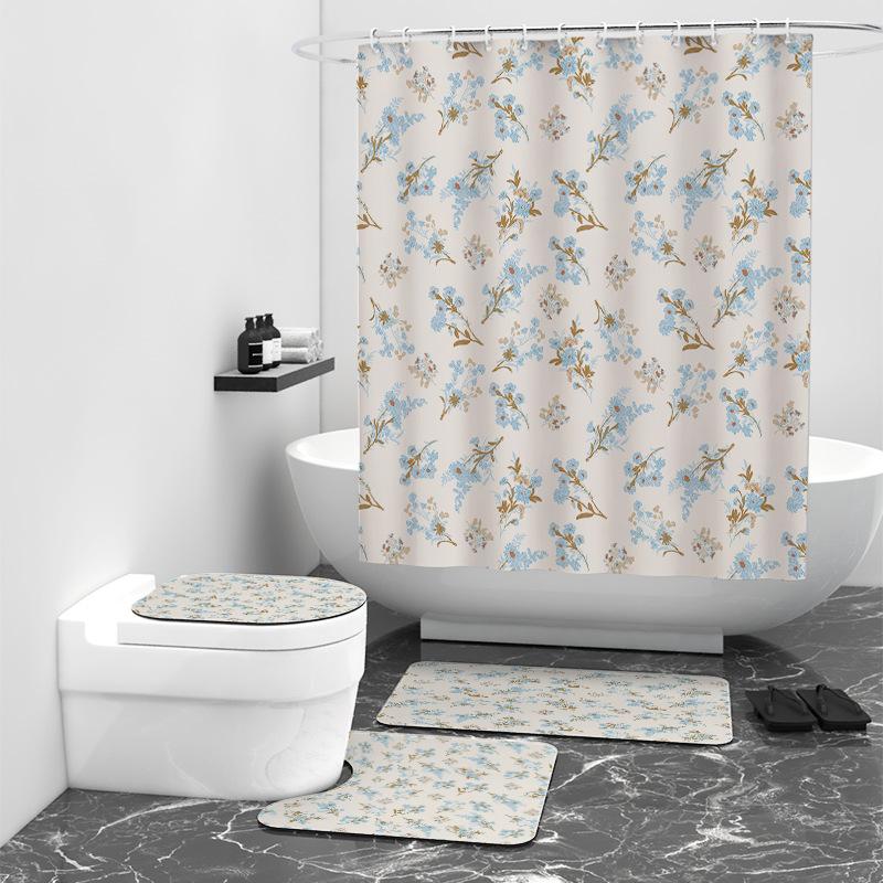 Свежий цветочный цифровой принт, занавеска для душа, водонепроницаемое покрытие для ванной комнаты