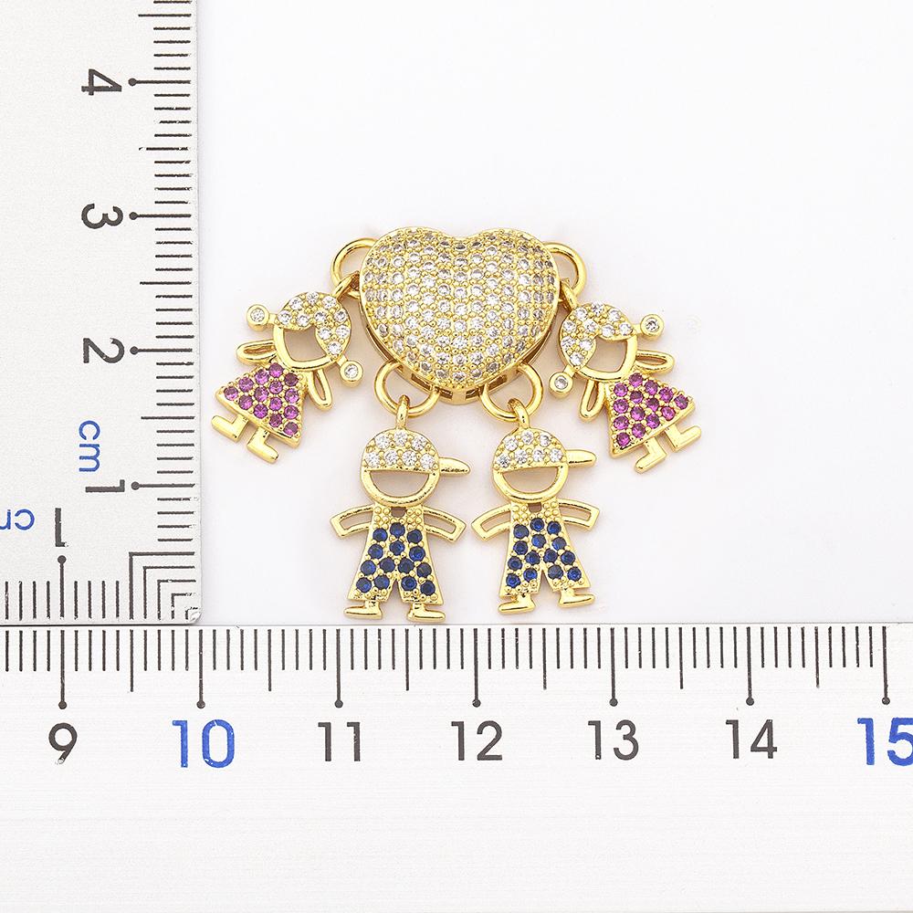 Nidin Fashion Hot Family Member Pendant Necklace Micro-Studded Zircon Love Heart Boy Girl Parent-Child Jewelry Mother's Day Gift