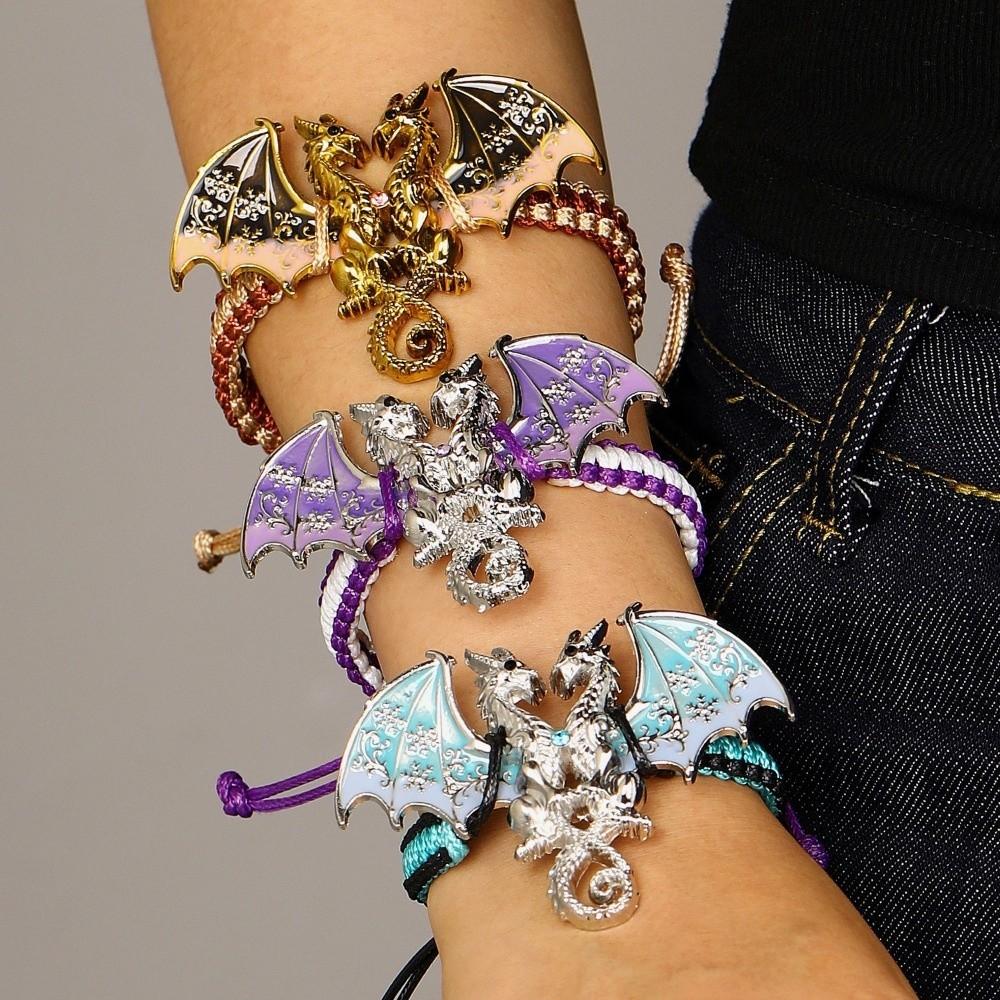 Creative Braided Rope Bracelet Vintage Woven Cord Wristband Fashion Animal Dragon Bracelet Cosplay