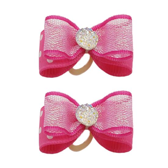 2 шт., завязки для волос для собак, волнистая точка, украшение для головы с принтом, хорошая эластичность, милые