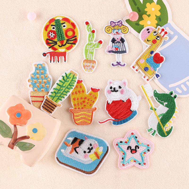 Вышивка наклейка мультяшная тканевая этикетка кактус аксессуары для одежды ручной аккаунт DIY пуховик нашивка наклейка тканевая наклейка