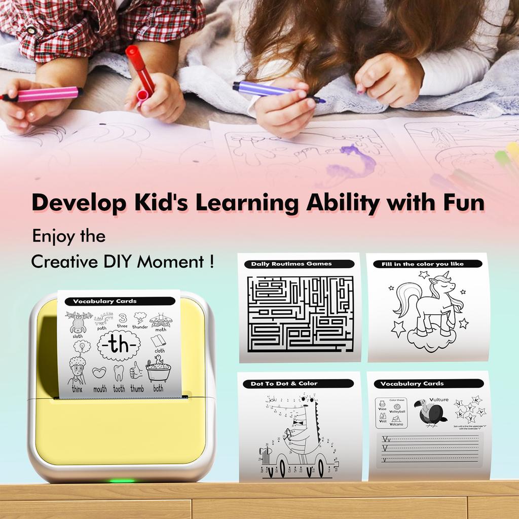 57мм Термопринтер для этикеток 2-дюймовый Карманный принтер BT Беспроводное подключение Совместим с для Android для IOS Поддержка приложений Чековый Labe