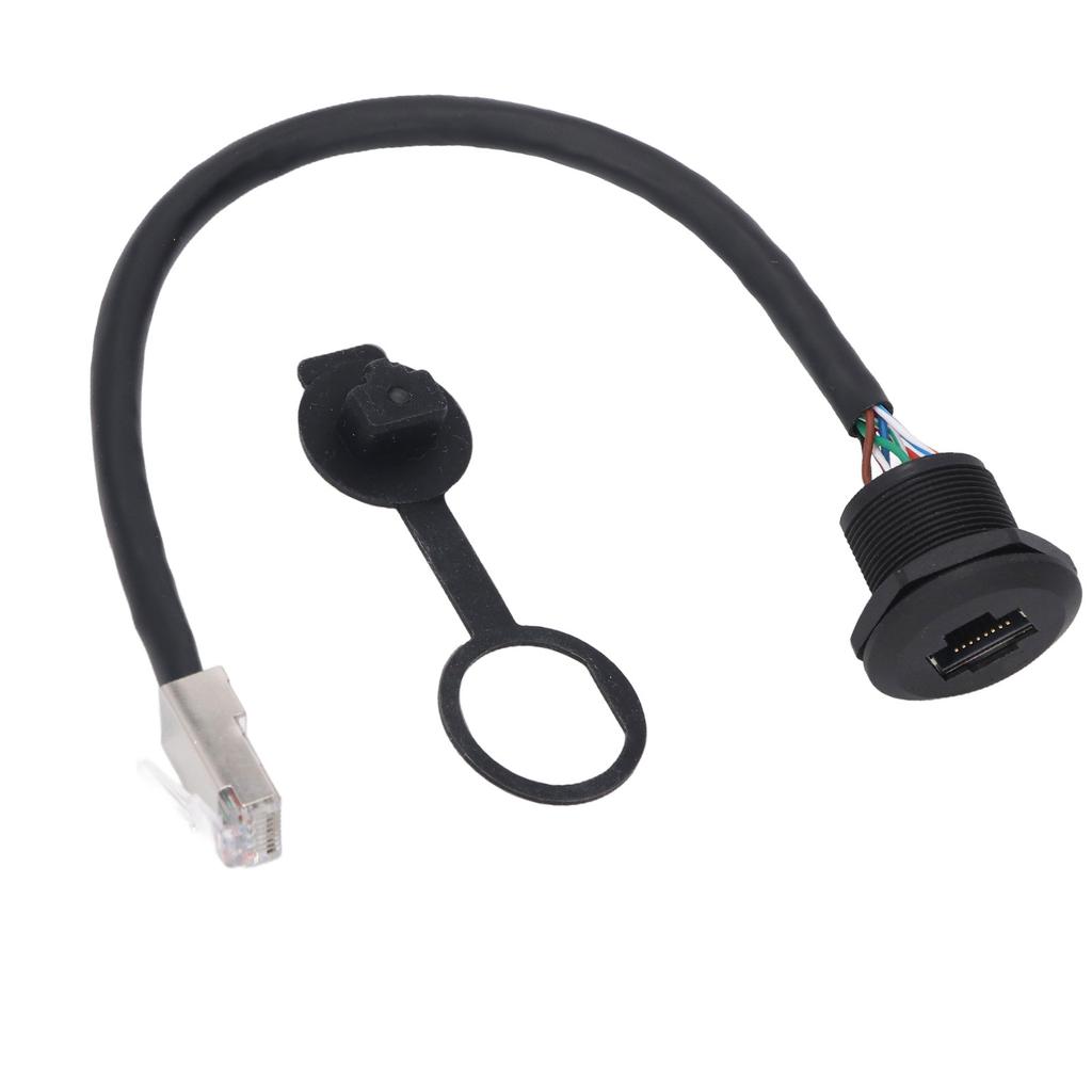 RJ45 Panel Mount Coupler Water Proof 8 Pin Female To Male Industrial Extension Cable with Dustcap 0.