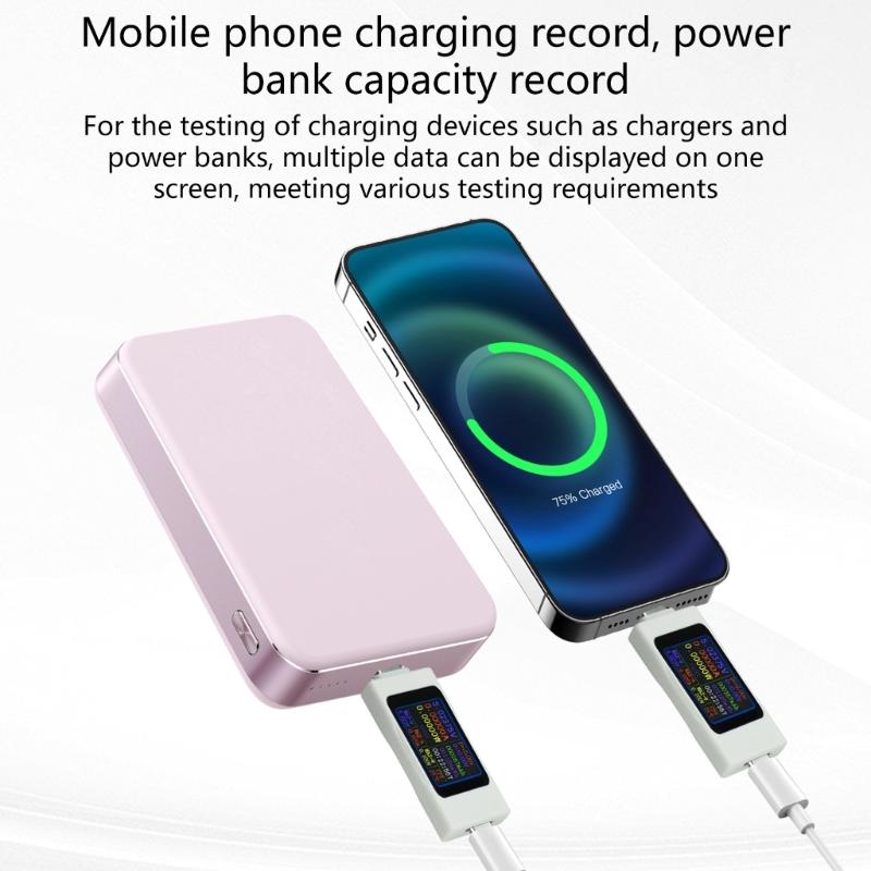 USB-C Измеритель дисплея для обзора данных зарядки, инструмент Type C "папа-мама" с поддержкой двустороннего мониторинга для ежедневного использования устройств на рабочем столе