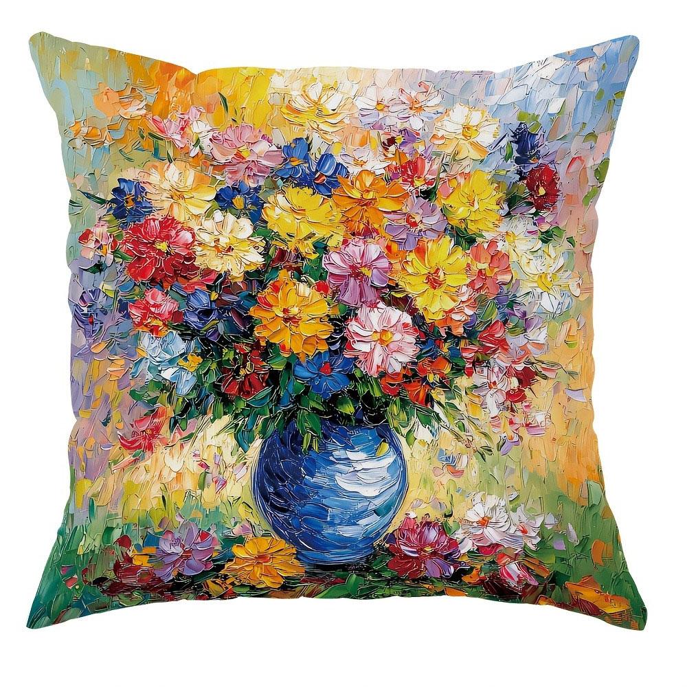 Mountain Wildflowers Pattern Home Decor Pillowcase Bedroom Living Room Sofa Decoration Polyester Cushion Cover With Zipper