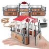 Realistic Plastic Farm Scene Decoration Set With Saddle Barn Pavilion Trough And Fence Models