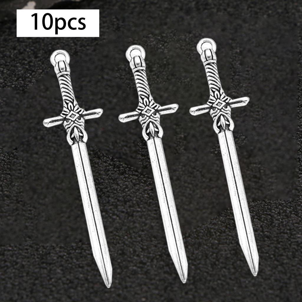 10Pcs Retro Knight Sword Miniature Scenes Ornaments Charms DIY Jewelry Making Costume Accessory