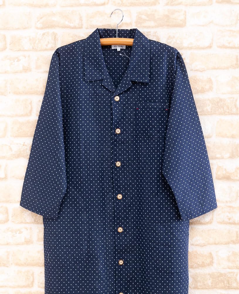 Хлопковый сонник из двойной марли с точками, длинный, доступный в отеле, длинный 14016, K's, гипоаллергенный, 100% пижама, спереди на пуговицах, с рукавами, весна/осень,