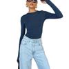 2023 Women's Slim Fit Solid Color Long Sleeve T-Shirt - European & American Style Spring Collection