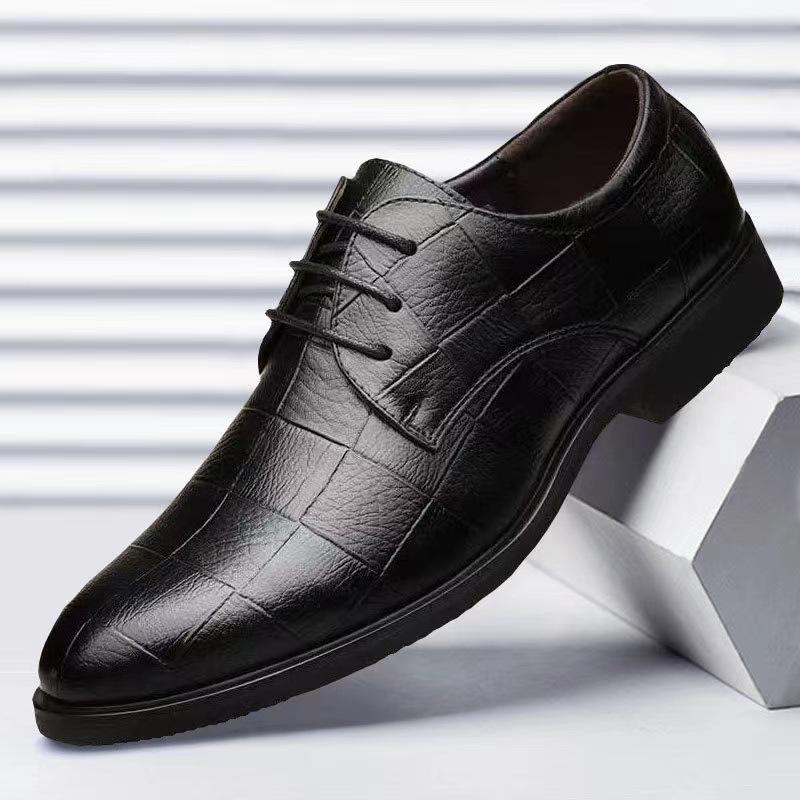 Spring Leather Shoes Men's Formal Best Man Large Size Shoes Versatile Casual Wedding Shoes Comfortable Soft Sole Work Shoes