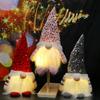 Light-Up Christmas Gnome Decoration Handmade Sequin Hat Faceless Dwarf Doll with Light Glowing Plush Elf Ornament Holiday Party Gift