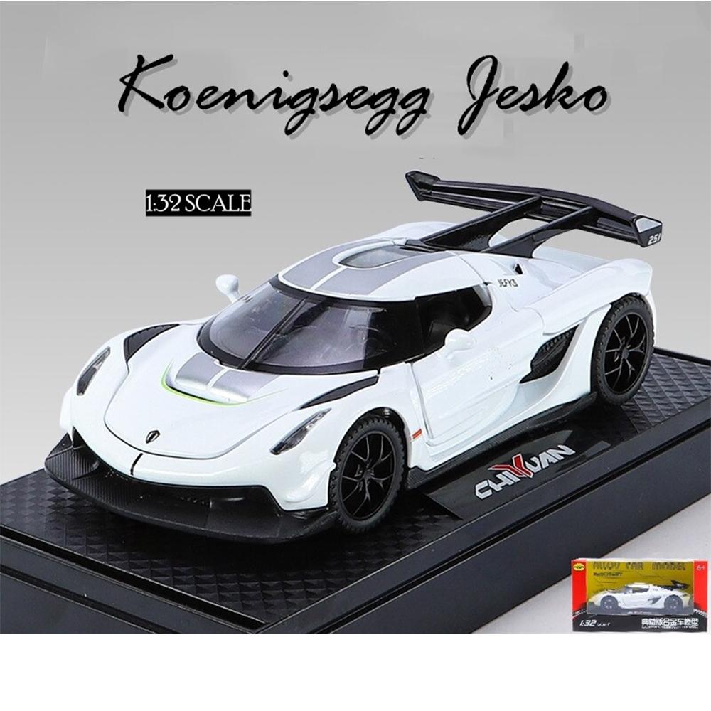 Масштаб 1/32 Koenigsegg Jesko, модель автомобиля из цинкового сплава, со светом, звуком и откидным литьем под давлением, игрушки, коллекции подарков, украшения для мальчиков