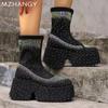 Модные женские ботильоны на платформе с кристаллами на высоком каблуке Desigenr Chunky Shoes Women 2025 Trend Winter Chelsea Boots New Goth Mujer Botas