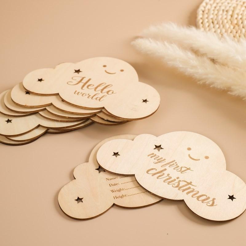 8Pcset Wooden Baby Milestone Card For Newborn Cute Cloud Shape Pography Props Accessories Month Cards Sticker Newborn Gifts