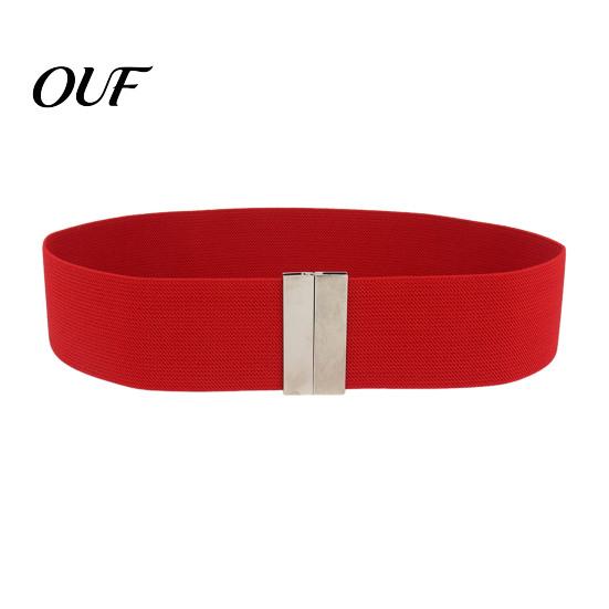 Fashion Metal Buckle Belt Wide Elastic Waist Belt, Adjustable Stretchy with Slimming Shapewear Square Buckle, Stylish Waistband for Dresses And Jeans