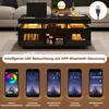 100x50x43cm Black High-Gloss Coffee Table, with LED Lights Controllable, Mobile App, Living Room Table with Cabinet, Sofa Table with Charging Port And