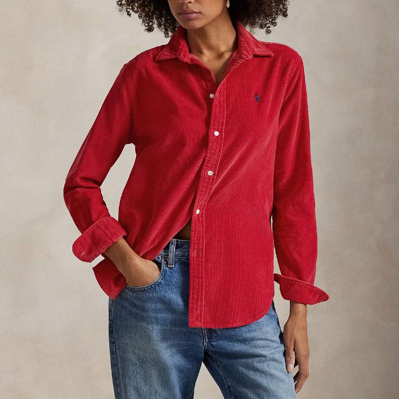 Polo Ralph Lauren Классический крой Животный принт Хлопковая рубашка на пуговицах с длинным рукавом Женские рубашки 211A89499-006