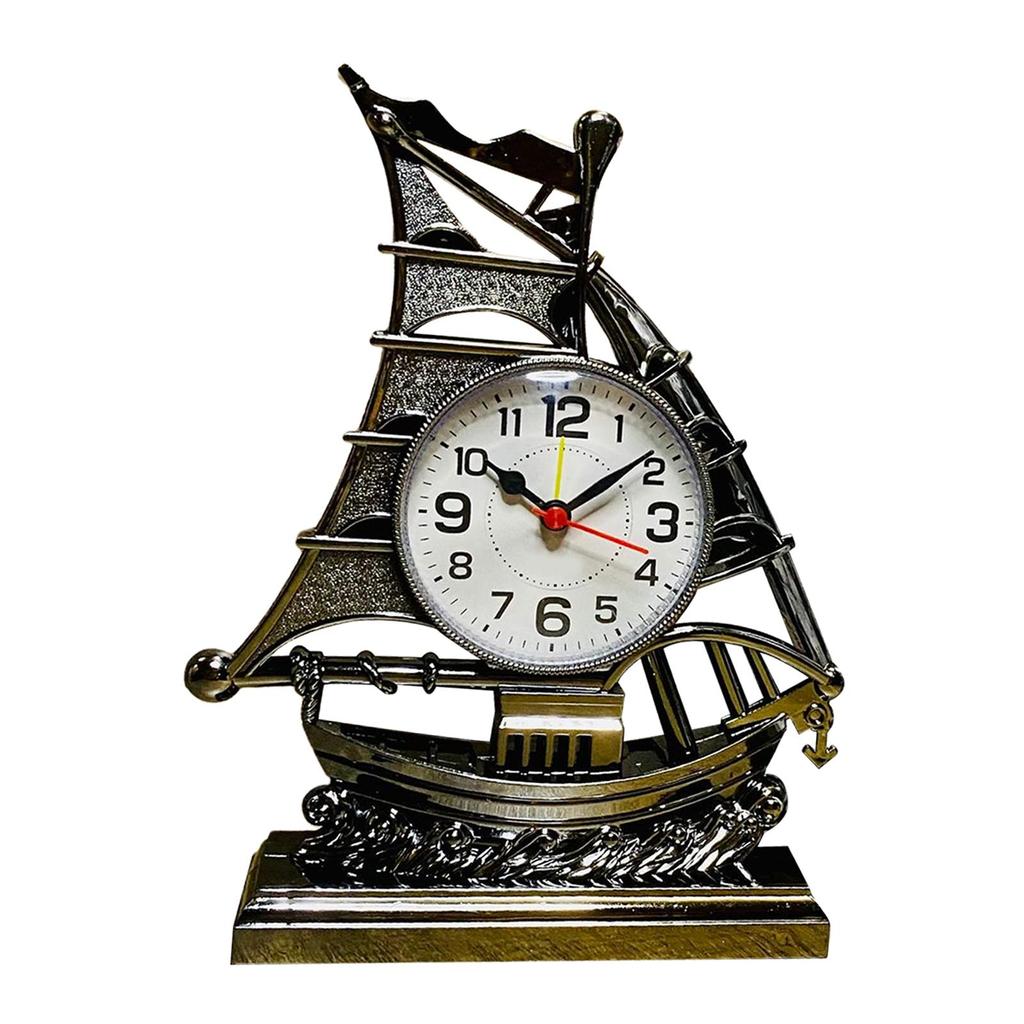 Desk Clock Home Decor Ornament Sailing Figurine Alarm Clock Table Clocks for Kitchen Bedroom Office Living Room Kids