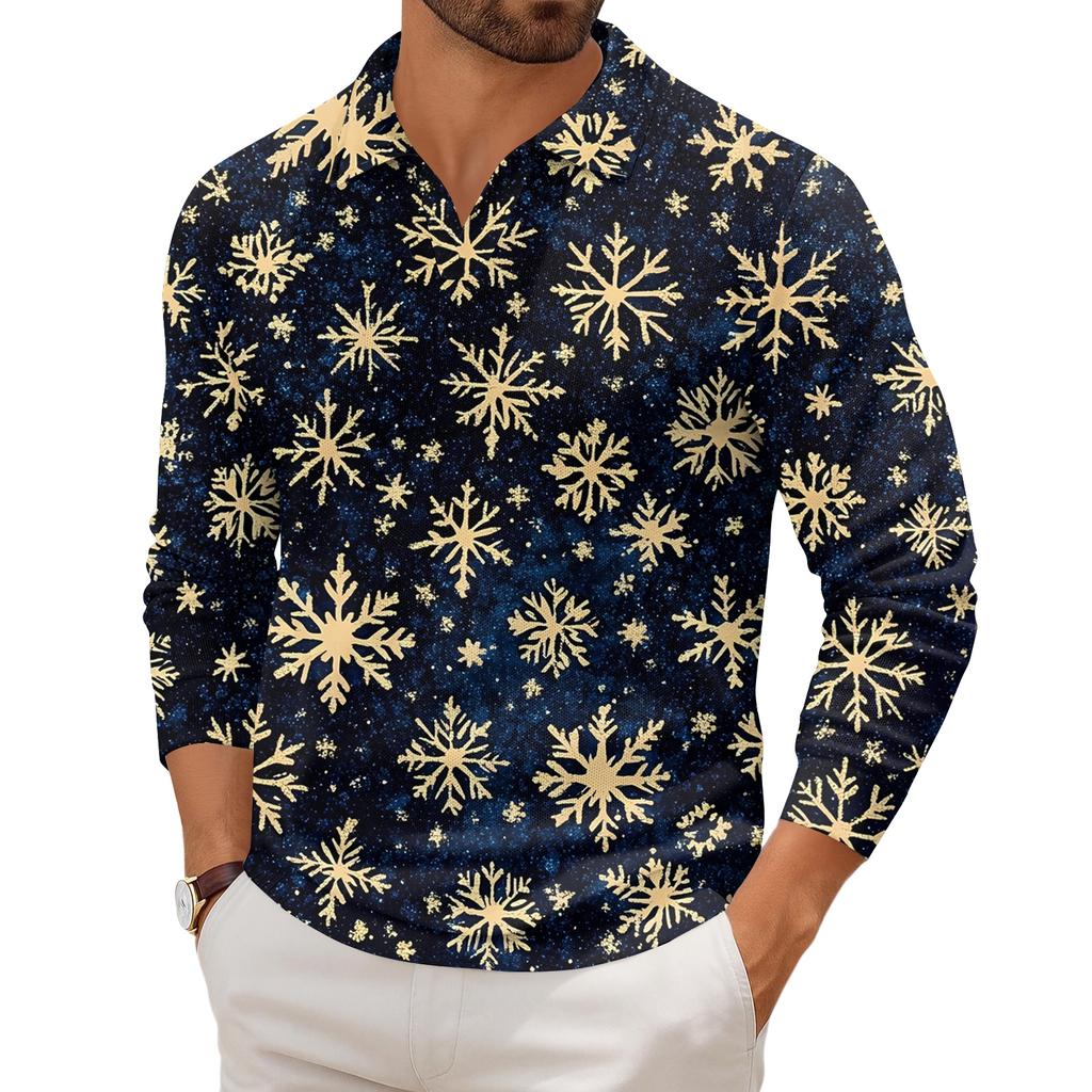 Men's Casual Collared Long-Sleeve Knit Base Layer Top