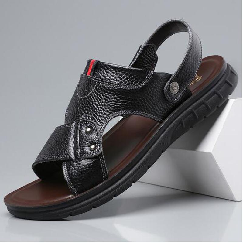 Модные новые мужские летние сандалии больших размеров, большие пляжные туфли, мягкие кожаные сандалии zapatos hombre zapatos hombre H169