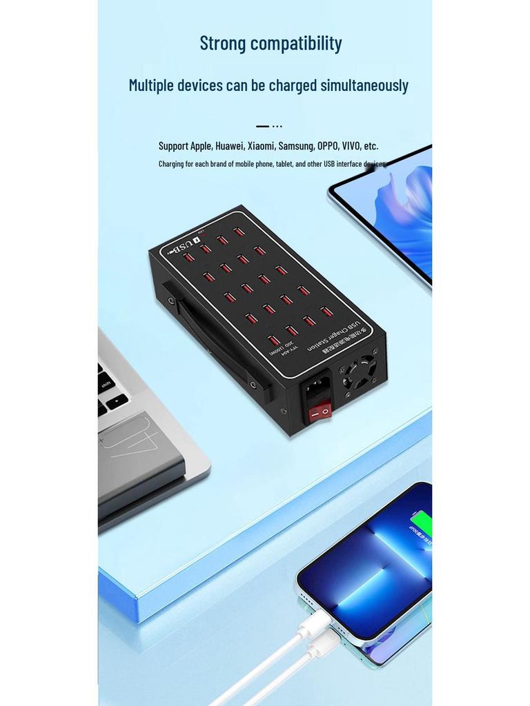 Ультрамощное алюминиевое многопортовое USB-зарядное устройство 300 Вт (10, 20, 30, 40, 50, 60 портов)