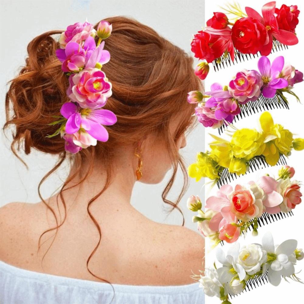Sweet Flower Hair Comb Bohemian Thai Hair Accessories Side Clip Thailand Flower Hairpin  Headwear