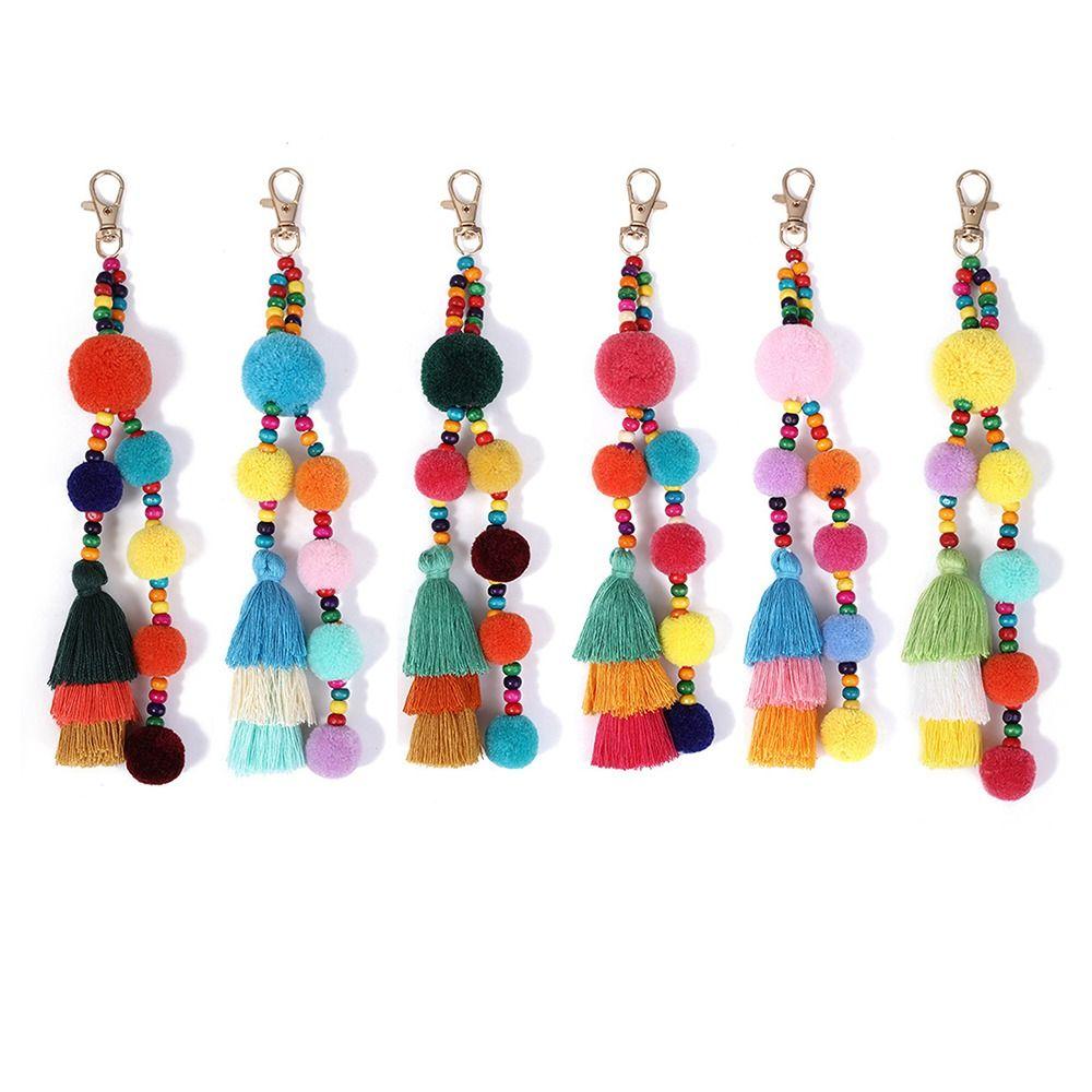 Fluffy Fashion Jewelry Womens Keychain Keyring Bag Pendant Pompom Ball Pendant