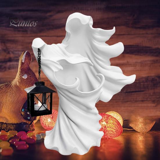 Статуэтка посланника ада на Хэллоуин с фонарем, черно-белая ведьма, призрачный свет, смоляная статуэтка, скульптура, украшение для внутреннего и наружного сада, орнамент