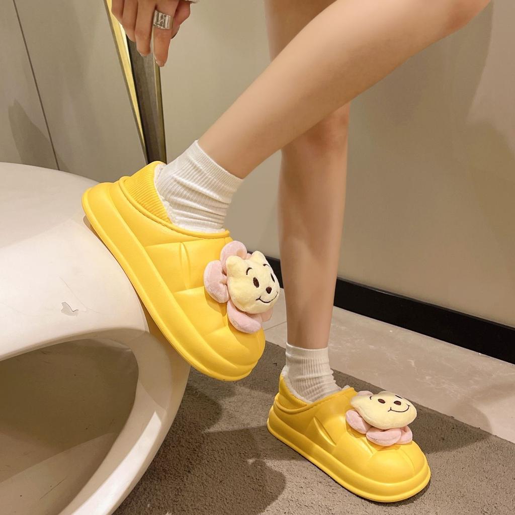 Bag Heel Student Dormitory Cute Indoor Warm Cotton Shoes Women's Waterproof Home Thick-soled Velvet Cotton Slippers 2025 Winter