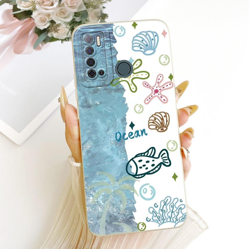 For Tecno Spark Power 2 LC8 Cute Cat Flower Cartoon Phone Case For Tecno Spark Power2 Shockproof Soft Silicone Bumpers