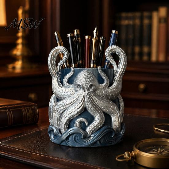 Retro Ocean Theme Decor 3D Printed Octopus Planter, Artistic Coastal Plant Pot, Decorative Environmentally Friendly Holder Container for Cactus,