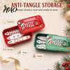 Necklace Detangler Case Christmas Sardine Tin Shaped Jewelry Box, Portable Travel Jewellery Storage with Essentials for Fish Bone Divider, Mini