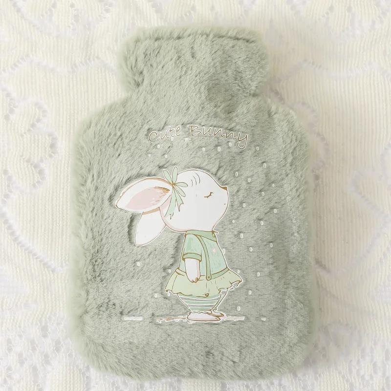 Cartoon Plush Rabbit Bear Hot Water Bottle Water Filling Velvet Small Portable Student Hand Warmer Cute Warm Water Bag 500ml