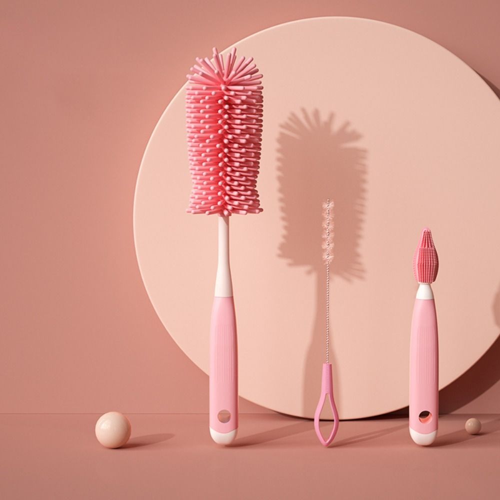 Kitchen Tool Silicone 360 Degree Small Brush Straw Scrubber Baby Pacifier Bottle Cleaning Brush