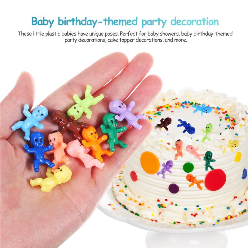 100Pcs Mini Plastic Babies Tiny Baby Figurines Small Party Favor Supplies Shower Birthday Decorations Cake Topper Ice Cube