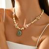 European and American jewelry personalized creativity irregular natural stone conch pendant collarbone chain beach leisure necklace batch
