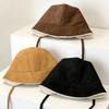 Suede bucket hat women's winter thickened warm lamb wool basin hat cold ear protection strap Lei Feng hat women