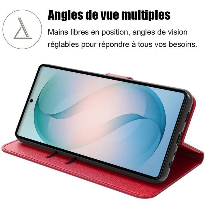 Coque pour Samsung Galaxy S26 Ultra, Protection Rabat Anti-Rayures Antichoc Synthécuir Rouge