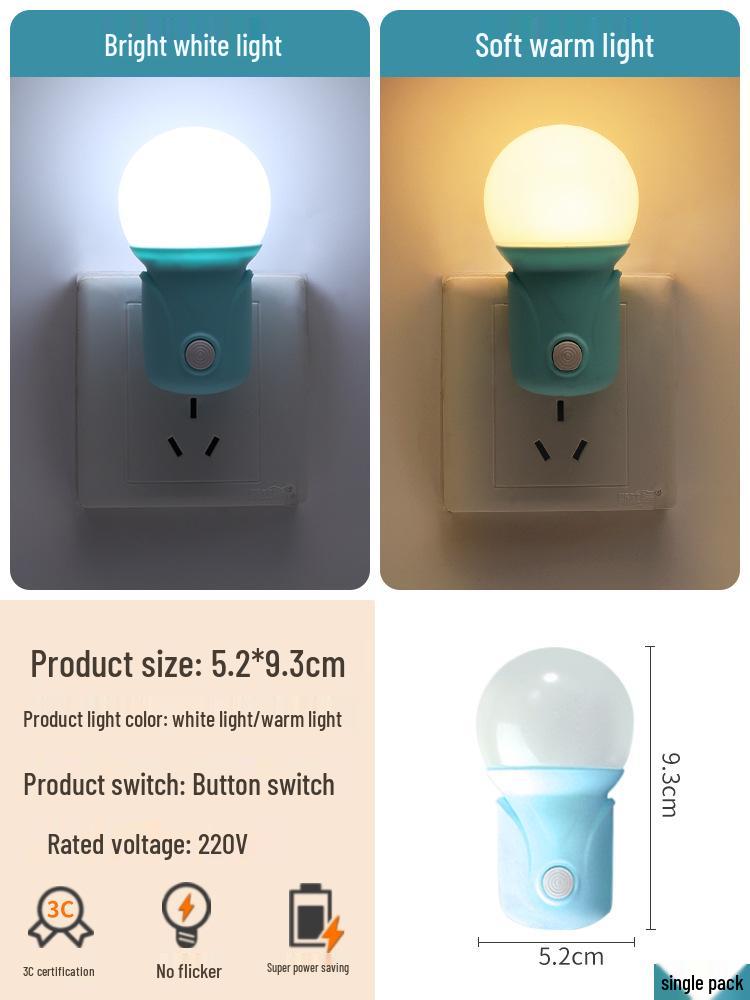 Plug-in LED Night Light: Soft, Energy-Saving, Eye-Friendly Bedside Lamp for Children and Baby Feeding.